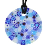 GlassOfVenice Murano Glass Matte Millefiori Round Necklace - Blue