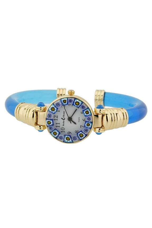 Murano Glass Millefiori Bangle Watch - Light Blue