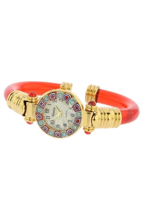Murano Glass Millefiori Bangle Watch - Red