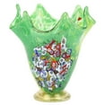 thumbnail image 1 of GlassOfVenice Murano Glass Millefiori Fazzoletto Vase - Lime Green, 1 of 5