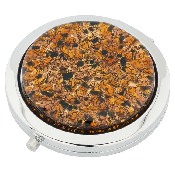 GlassOfVenice Murano Glass Millefiori Folding Compact Mirror - Topaz Gold