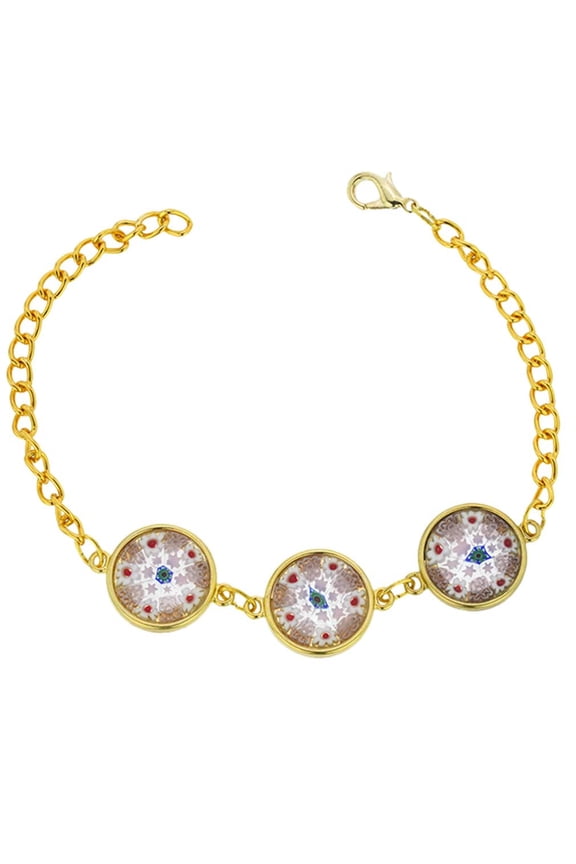 Murano Glass Millefiori Gold Disks Bracelet - Pink