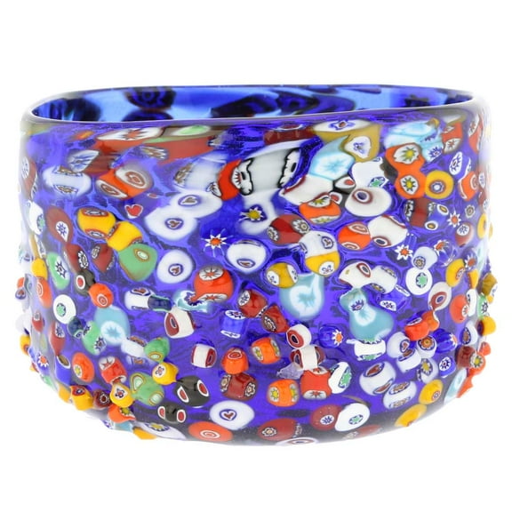 GlassOfVenice Murano Glass Millefiori Mosaic Bowl - Blue