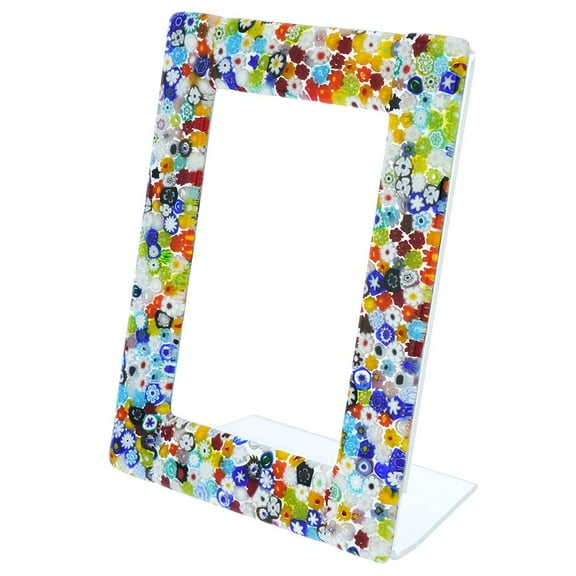 GlassOfVenice Murano Glass Millefiori Photo Frame Multicolor 4X6 Inch