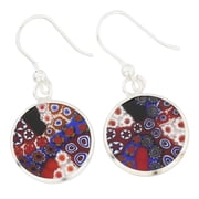 GlassOfVenice Murano Glass Millefiori Round Dangle Earrings - Silver
