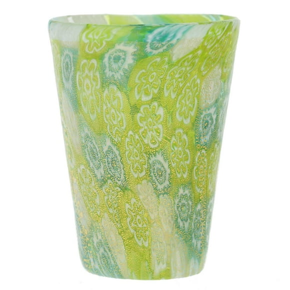 GlassOfVenice Murano Glass Millefiori Shot Glass - Green Gold