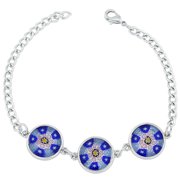 GlassOfVenice Murano Glass Millefiori Silver Disks Bracelet - Blue