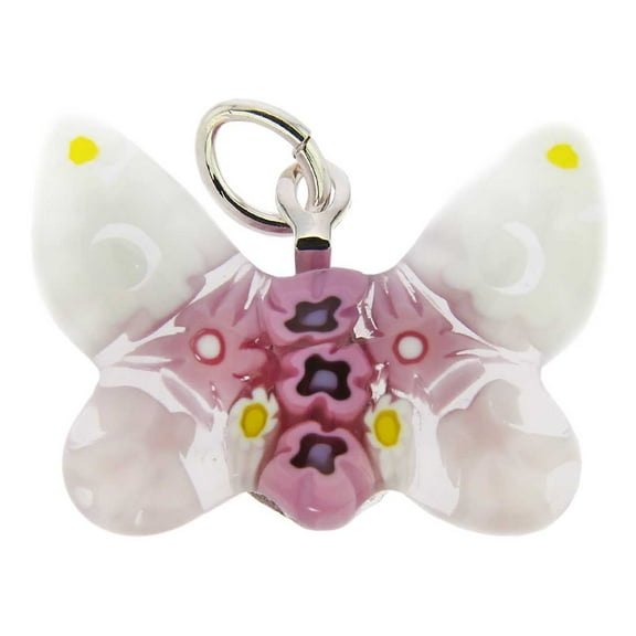 GlassOfVenice Murano Glass Millefiori Small Butterfly Pendant