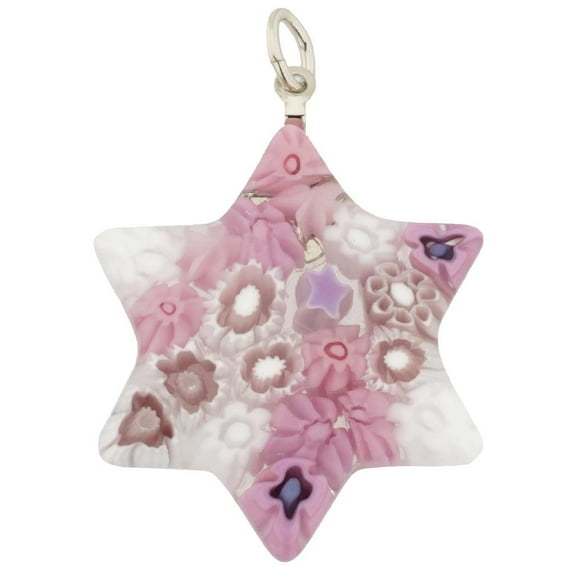 GlassOfVenice Murano Glass Millefiori Star Of David Pendant - Pink