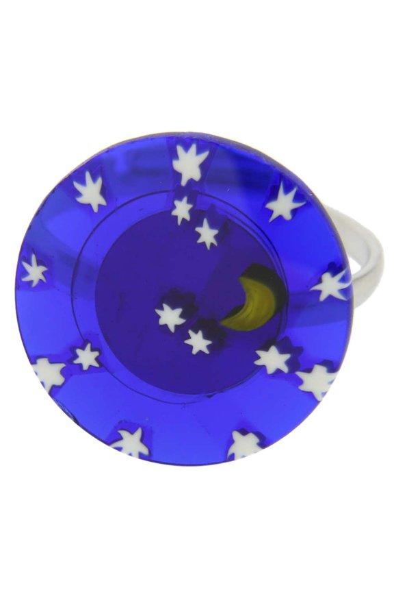 Murano Glass Millefiori "Starry Night" Ring 3/4 Inch