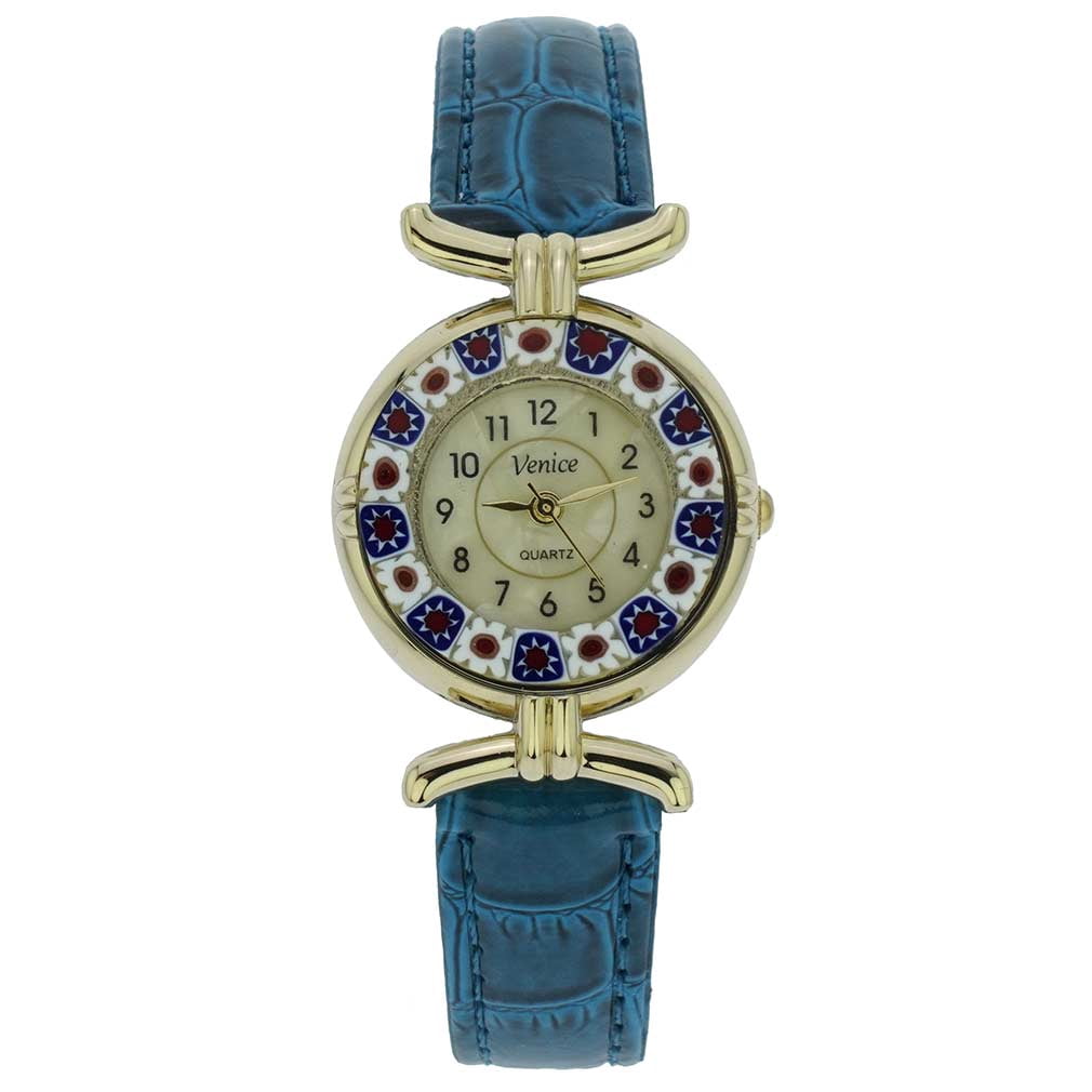 GlassOfVenice Murano Glass Millefiori Watch with Leather  display picture 3