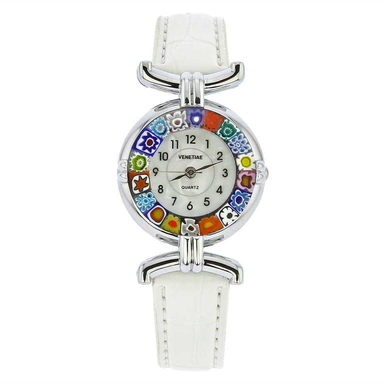GlassOfVenice Murano Glass Millefiori Watch with Leather  display picture 1