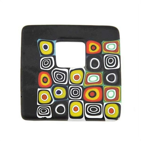 GlassOfVenice Murano Glass Modern Millefiori Square Pendant - Black