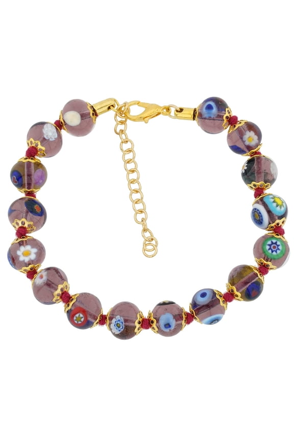 Murano Glass Mosaic Bracelet - Transparent Purple