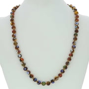 GlassOfVenice Murano Glass Mosaic Long Necklace - Transparent Golden Brown