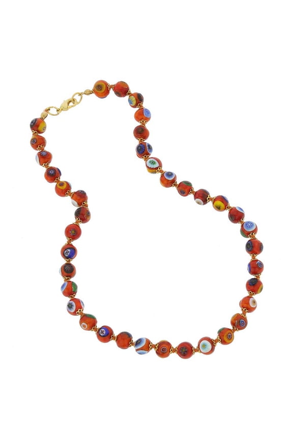 Murano Glass Mosaic Necklace - Orange