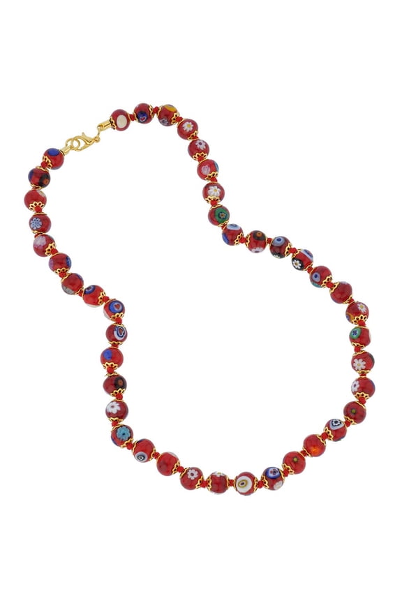 Murano Glass Mosaic Necklace - Red