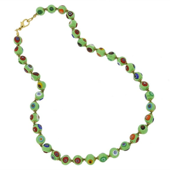 GlassOfVenice Murano Glass Mosaic Necklace - Seafoam Green