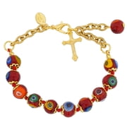 GlassOfVenice Murano Glass Mosaic Rosary Bracelet - Red
