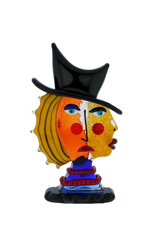 Murano Glass Picasso Head Of A Woman With Black Hat