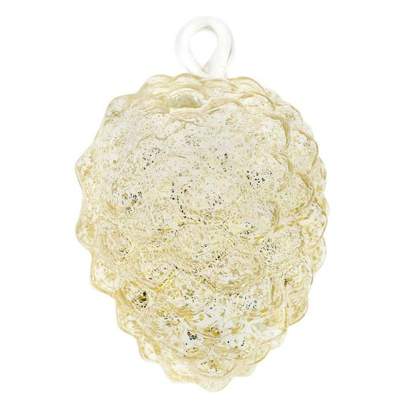 GlassOfVenice Murano Glass Pine Cone Christmas Ornament - Clear