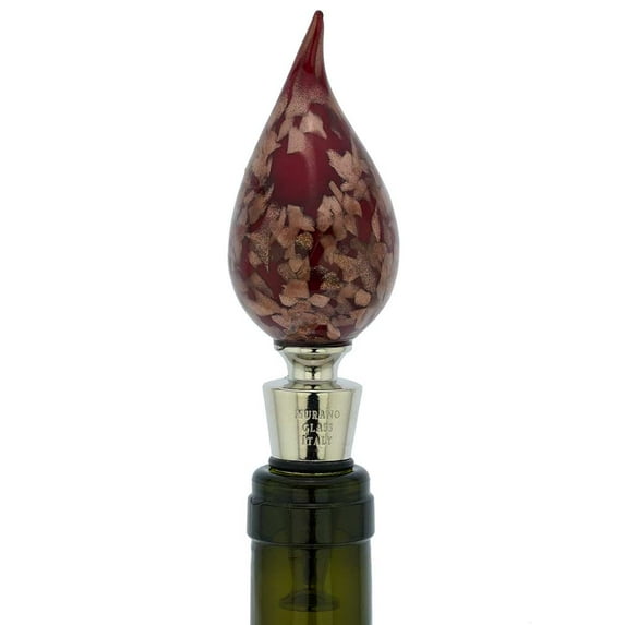 GlassOfVenice Murano Glass Red Flame Bottle Stopper