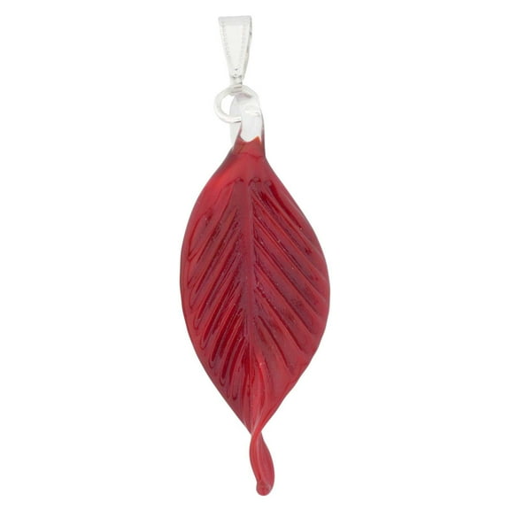 GlassOfVenice Murano Glass Red Leaf Pendant