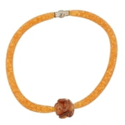 GlassOfVenice Murano Glass Rose Flower Necklace - Golden Brown