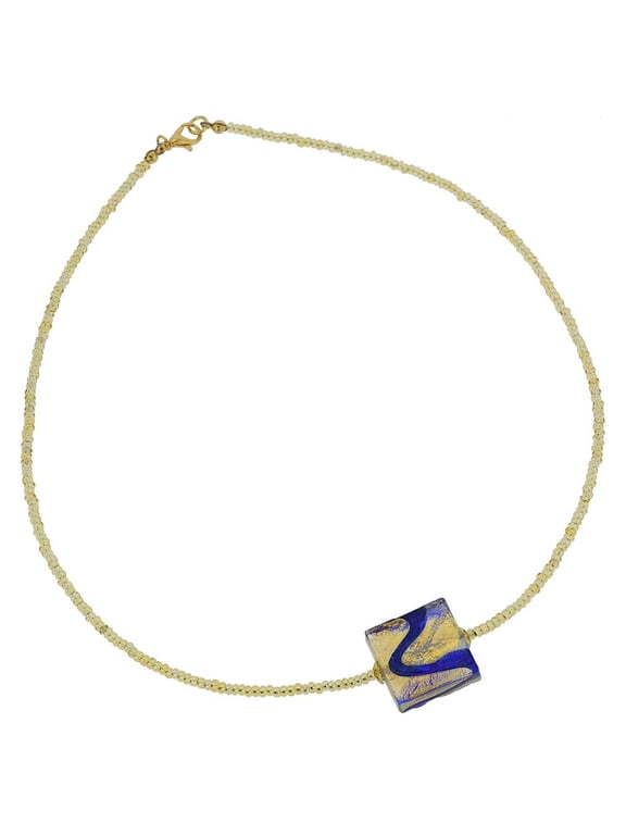 Murano Glass Royal Blue Square Necklace
