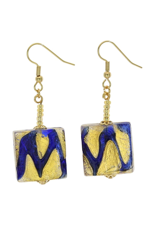 Murano Glass Royal Blue Squares Earrings