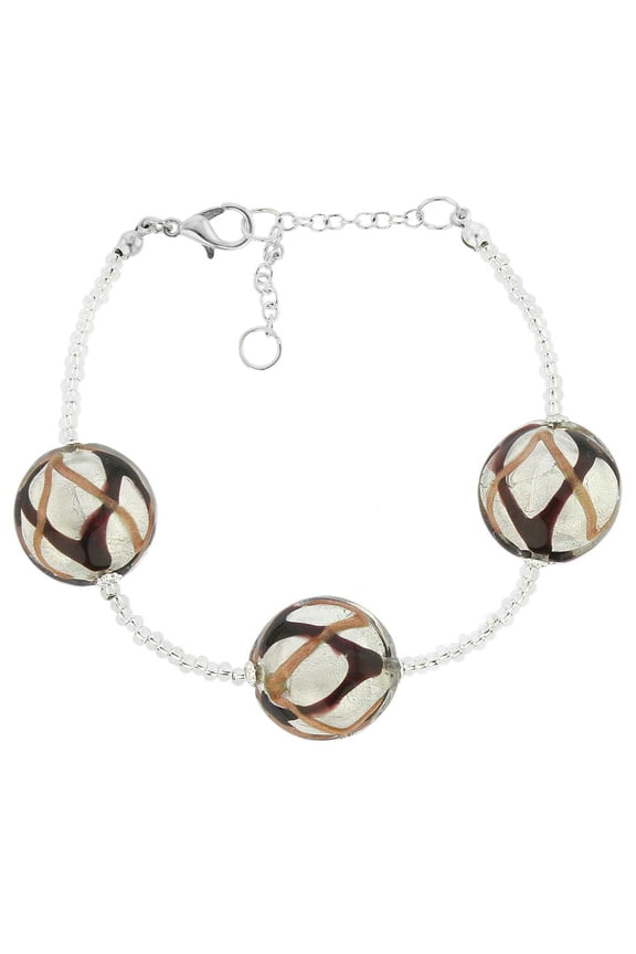 Murano Glass Royal Bracelet - Black Waves Silver