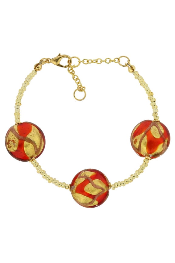 Murano Glass Royal Bracelet - Gold and Red