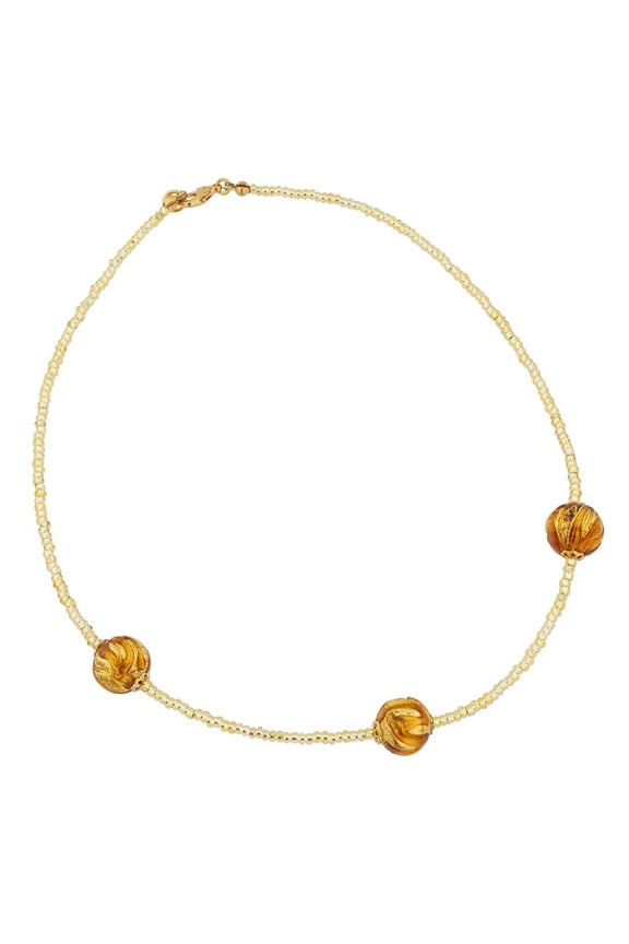 Murano Glass Royal Cognac Balls Necklace