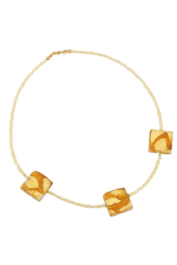 Murano Glass Royal Cognac Squares Necklace