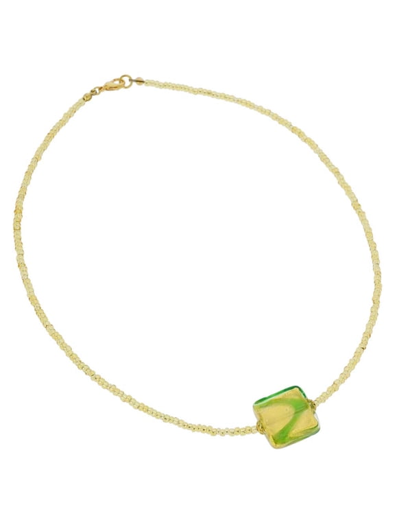 Murano Glass Royal Green Square Necklace