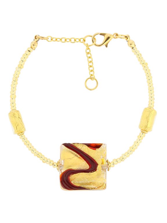 Murano Glass Royal Red Square Bracelet