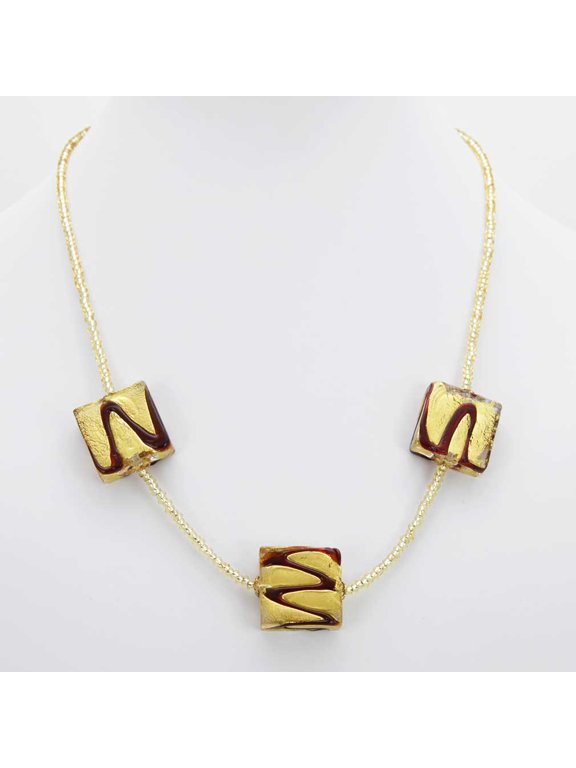 Murano Glass Royal Red Squares Necklace