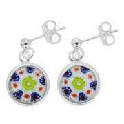 GlassOfVenice Murano Glass Silver-Framed Millefiori Earrings