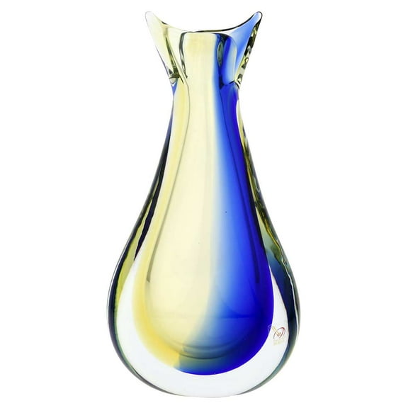 GlassOfVenice Murano Glass Sommerso Bud Vase - Amber Blue