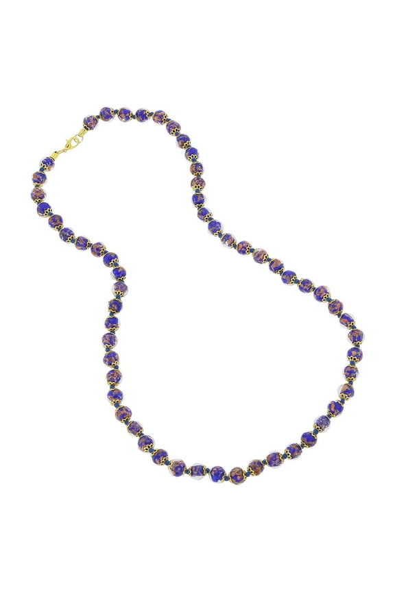 Murano Glass Sommerso Long Necklace - Navy Blue