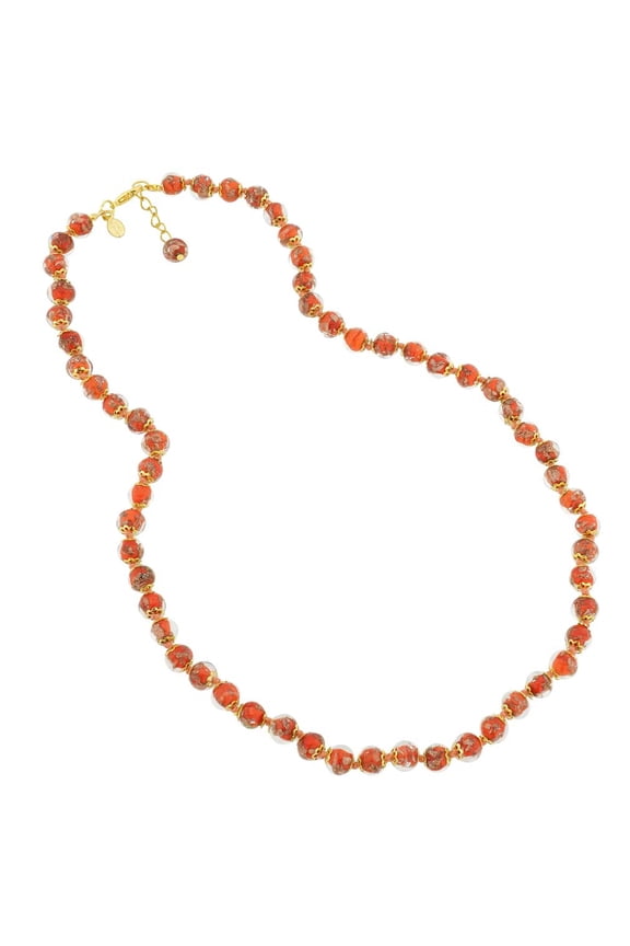 Murano Glass Sommerso Long Necklace - Orange