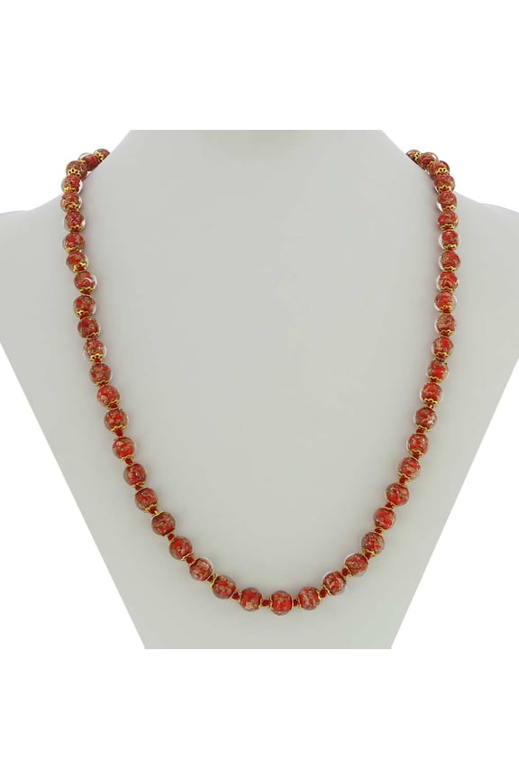 Murano Glass Sommerso Long Necklace - Red