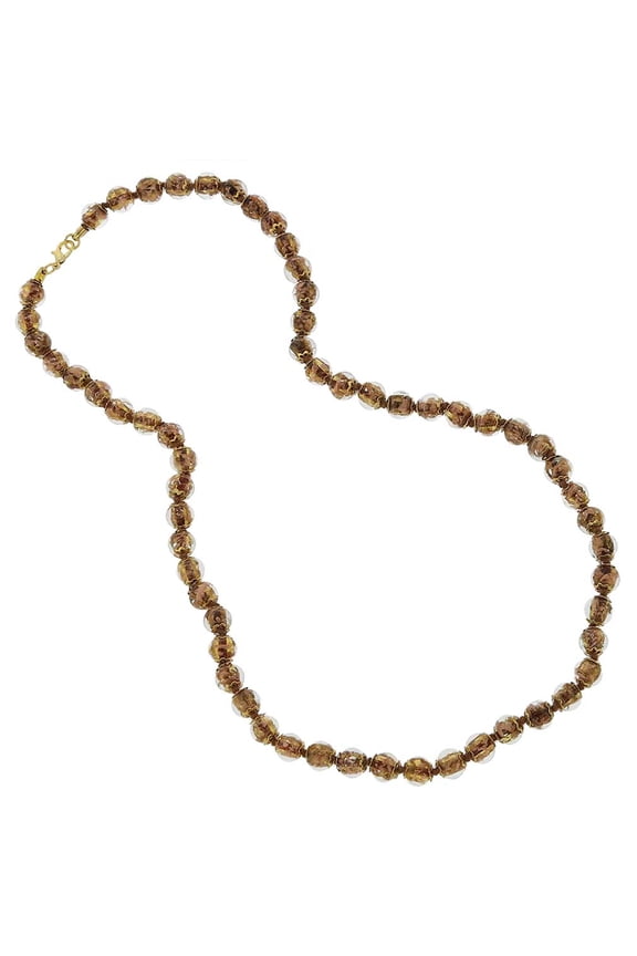 Murano Glass Sommerso Long Necklace - Transparent Golden Brown