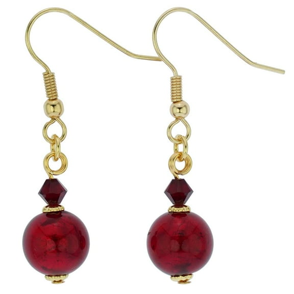 GlassOfVenice Murano Glass Sparkling Balls Earrings - Ruby Red