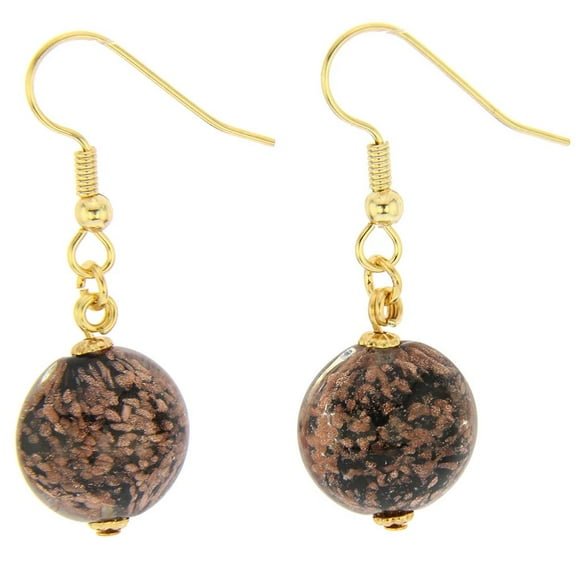 GlassOfVenice Murano Glass Starlight Disk Earrings - Black