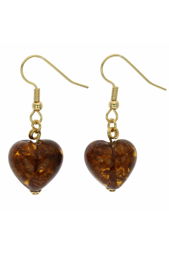 Murano Glass Starlight Hearts Earrings - Topaz