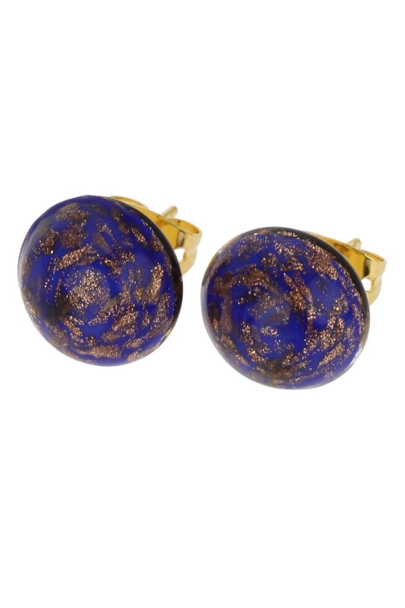 Murano Glass Starlight Small Stud Earrings - Navy Blue