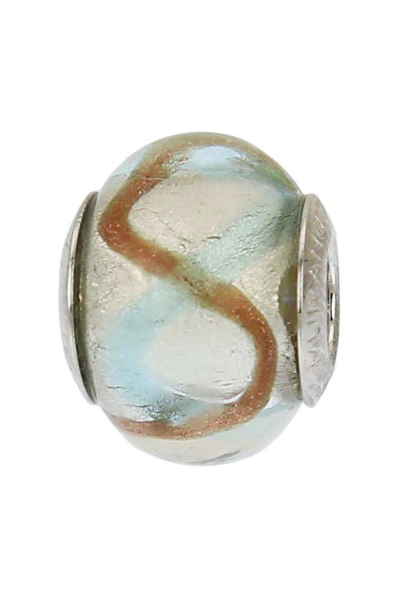 Murano Glass Sterling Silver Aqua Waves Charm Bead