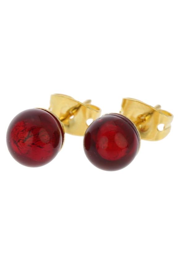 Murano Glass Tiny Stud Earrings - Ruby Red