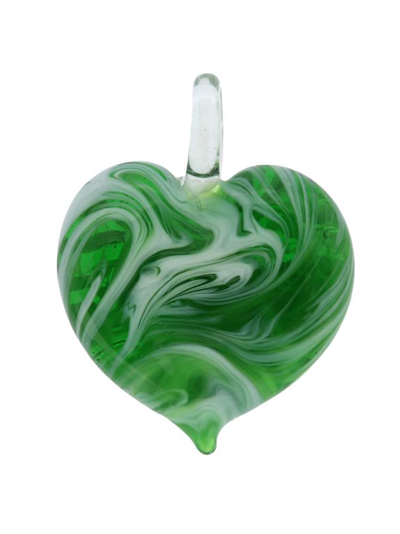 Murano Glass Venetian Marble Heart Pendant - Green